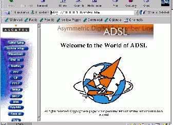 netscape showing modem welcome screen