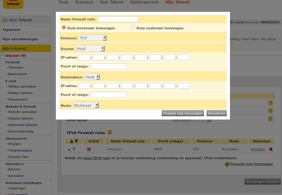 telenet add ipv6 firewall rule