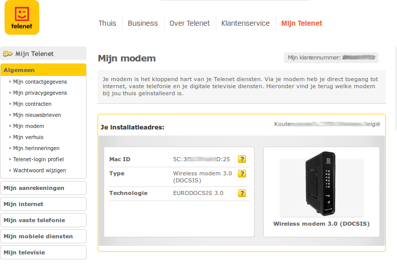 telenet mijn modem