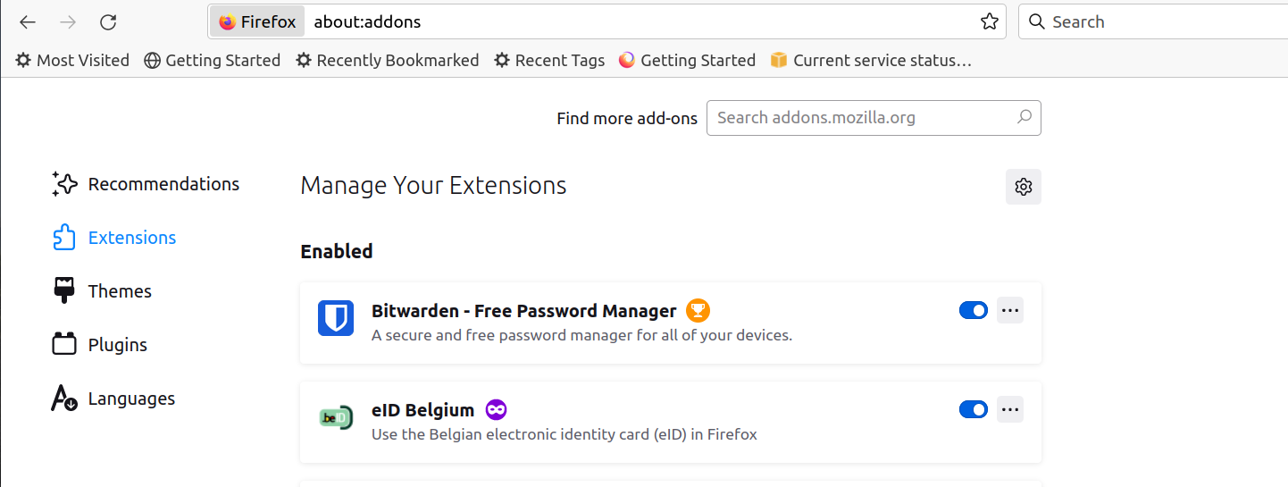 Belgien EId extension for firefox